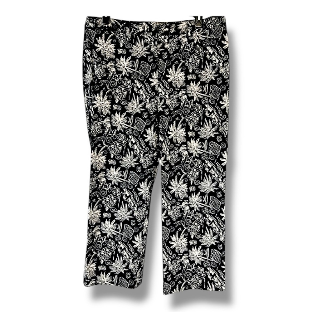 LORD & TAYLOR VTG 90s white cat in hat box palm trees wide leg cropped pants 18W